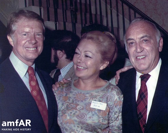 President Jimmy Carter, Dr. Mathilde Krim, and Arthur Krim