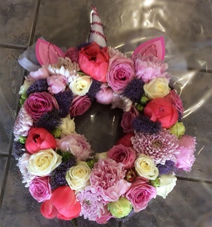 Wreath. Paved style, Unicorn, Pinks, Modern