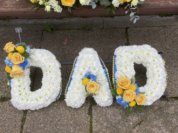 Letters. DAD in Warrington Wolves Colours